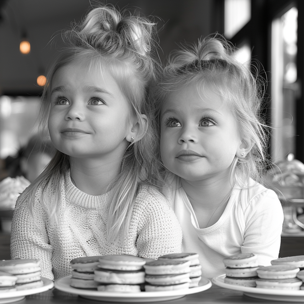 Emma and Lily wait to eat the pancakes | Source: No source