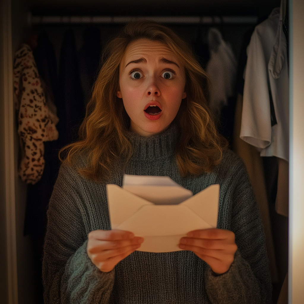 A shocked woman holding a letter | Source: no source