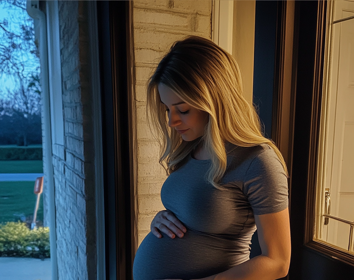 A pregnant woman standing outside her home | Source: no source