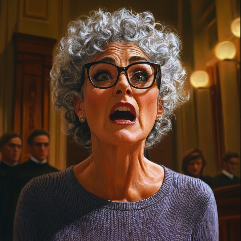 A stunned older woman in the courtroom | Source: No source