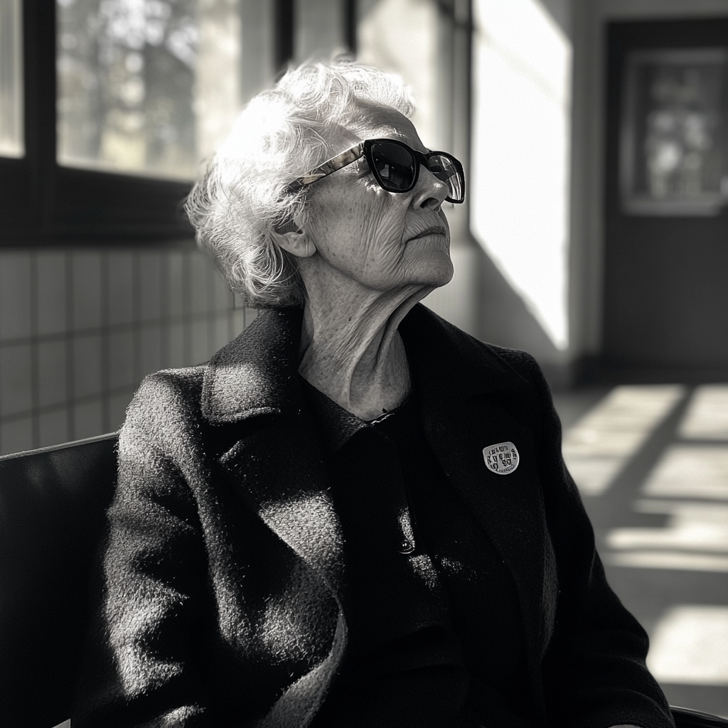 Senior blind woman at a police station | Source: No source