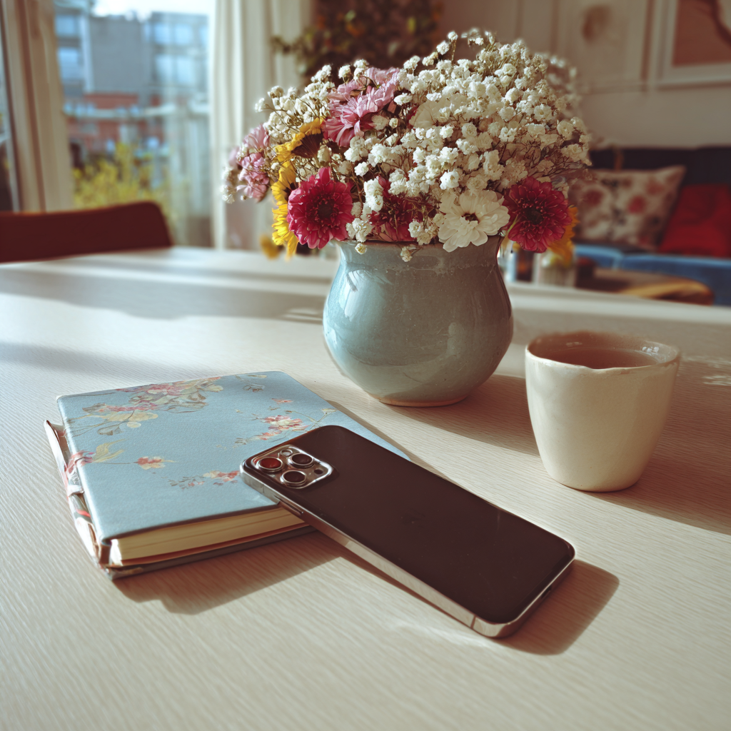 A cellphone on a table | Source: No source