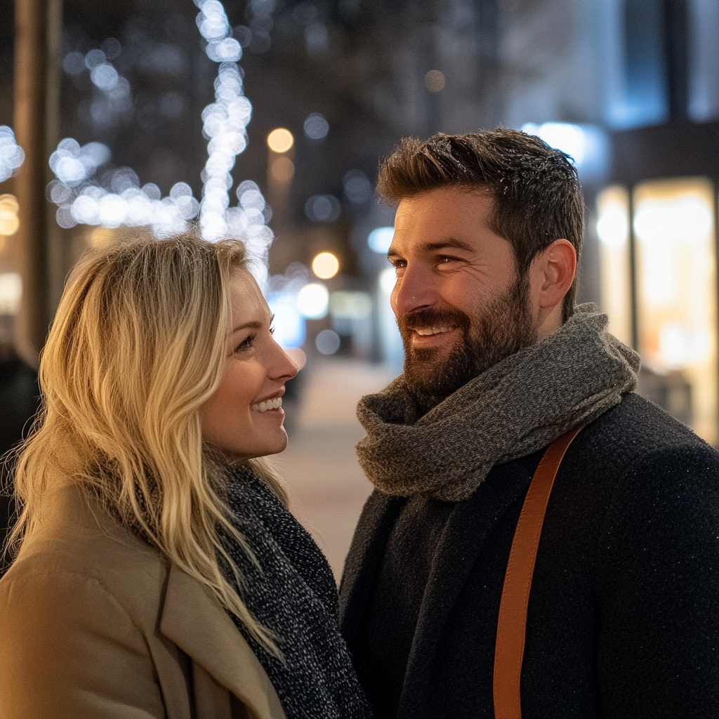 A smiling man talking to a woman | Source: No source
