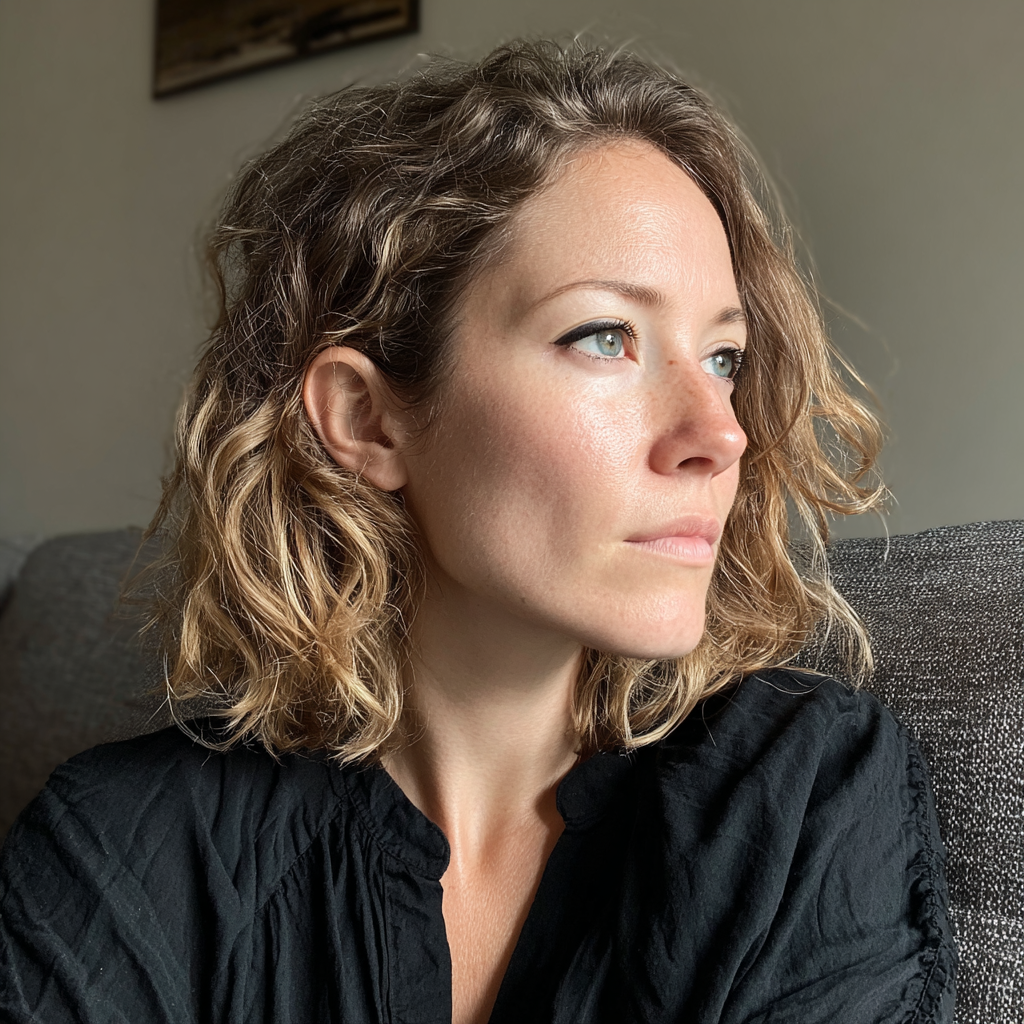 A pensive woman sitting on a couch | Source: no source