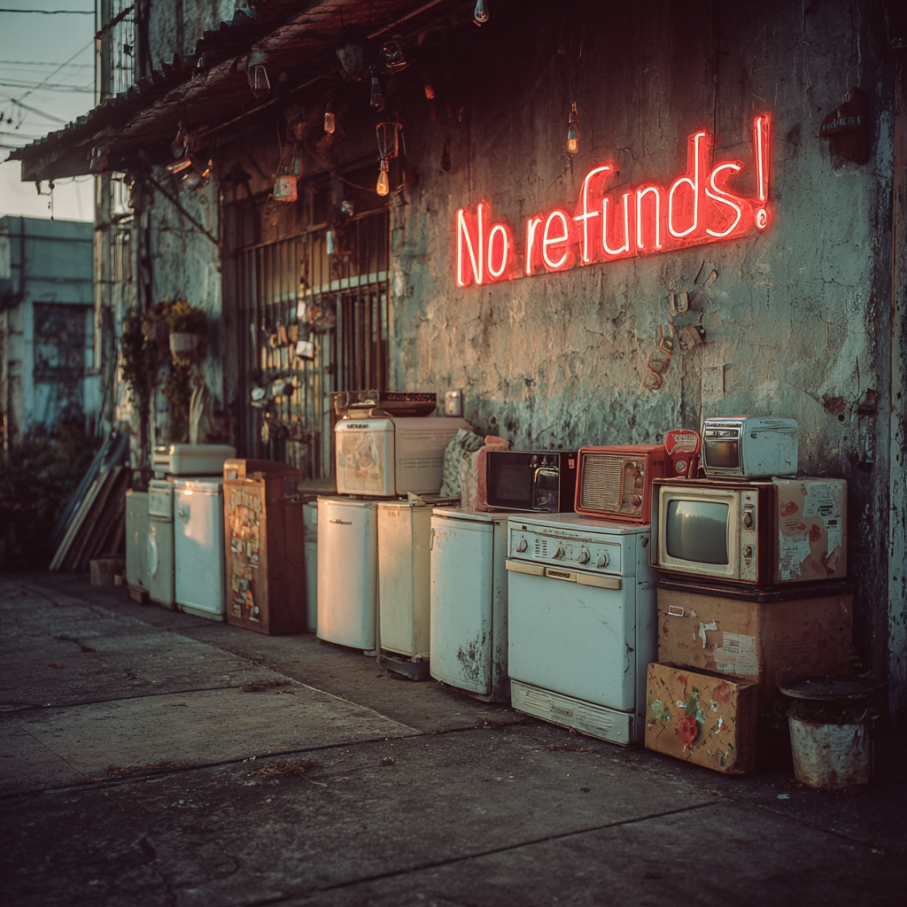 A secondhand shop with a sign | Source: No source
