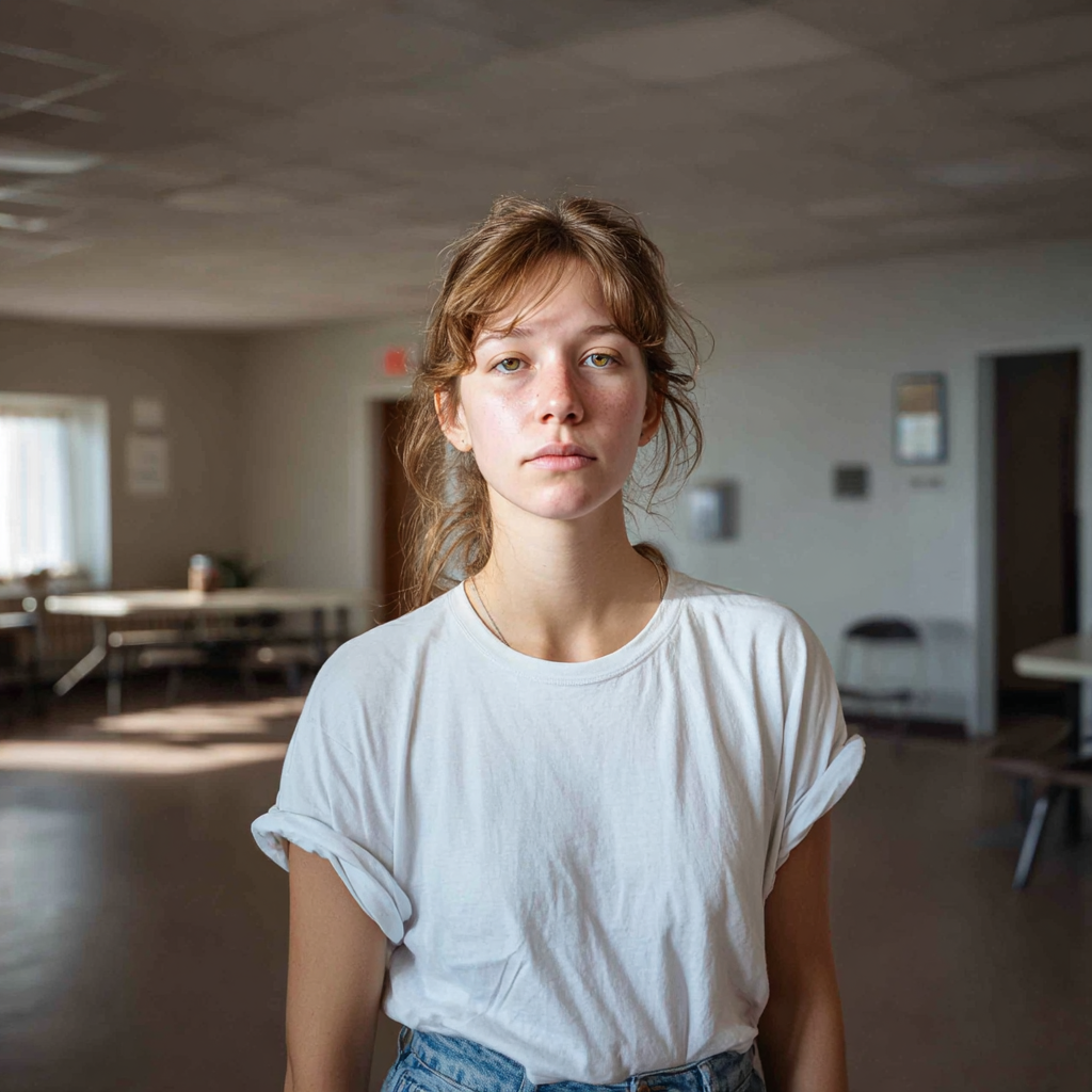 An exhausted young woman wearing jeans and a t-shirt | Source: No source