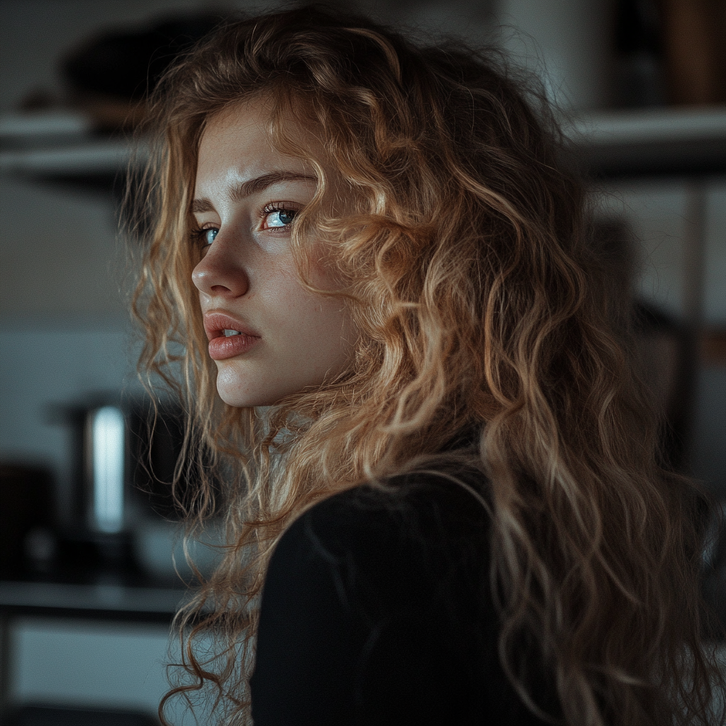 An upset woman in her kitchen | Source: no source
