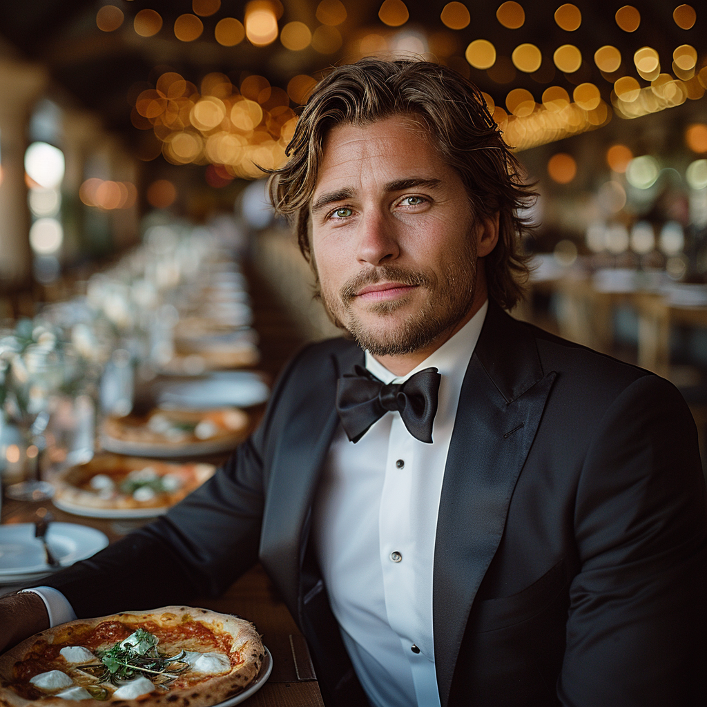 A man sitting with his plate of pizza | Source: no source
