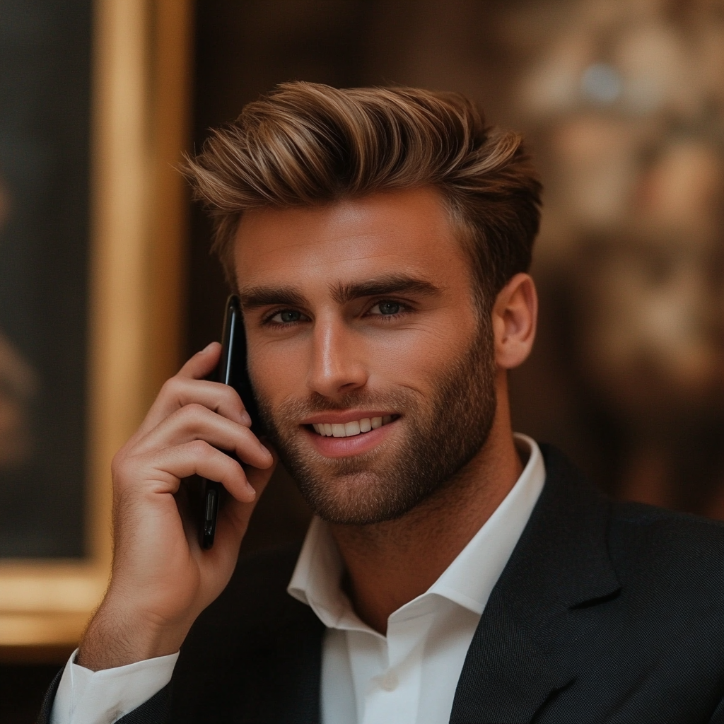 A cheerful man talking on the phone | Source: No source