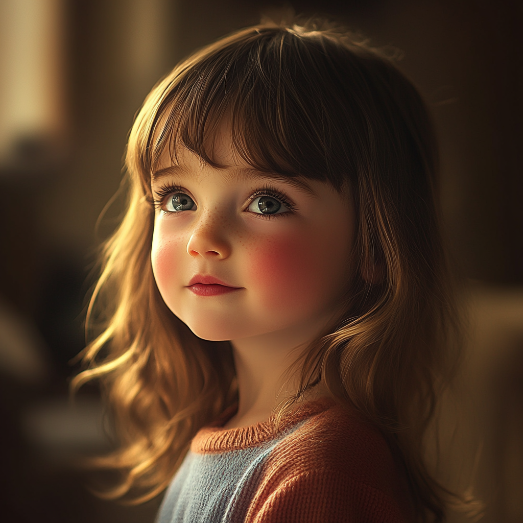 A little girl looking up at someone | Source: No source