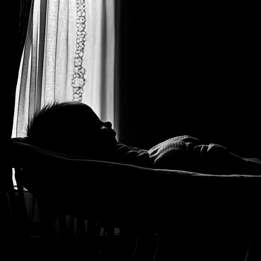 A silhouette of a sleeping baby | Source: no source