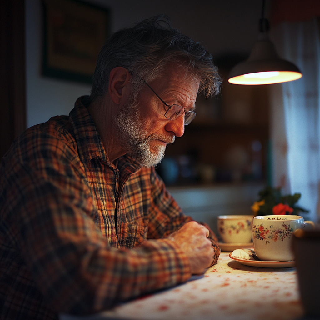 A sad man looking at his hands | Source: No source