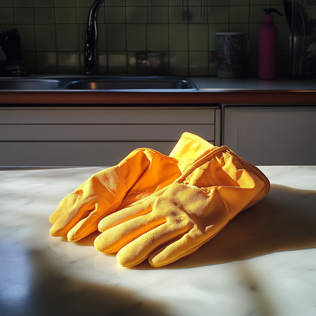 Gloves on a counter | Source: no source