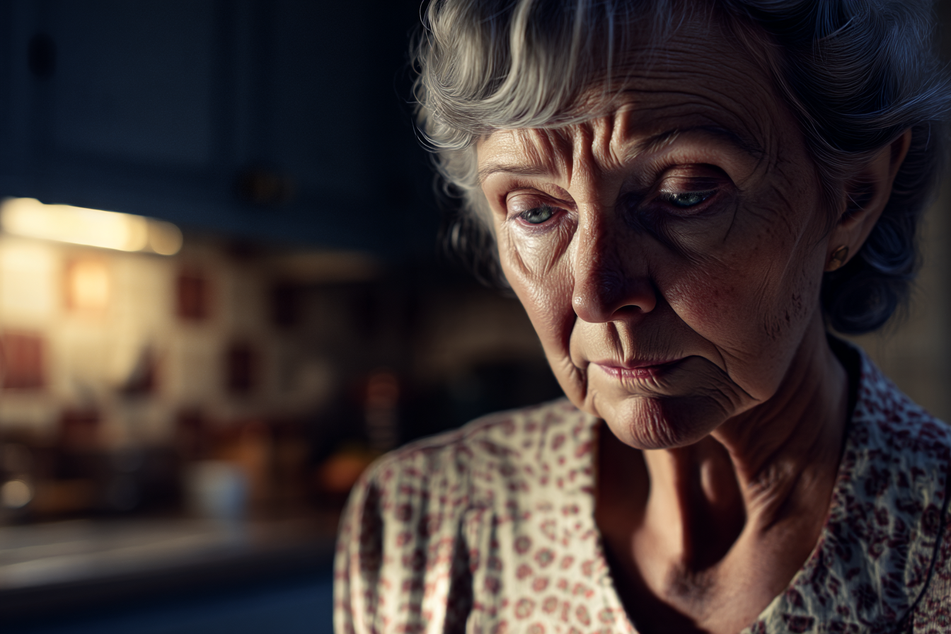 An older woman looking down | Source: No source