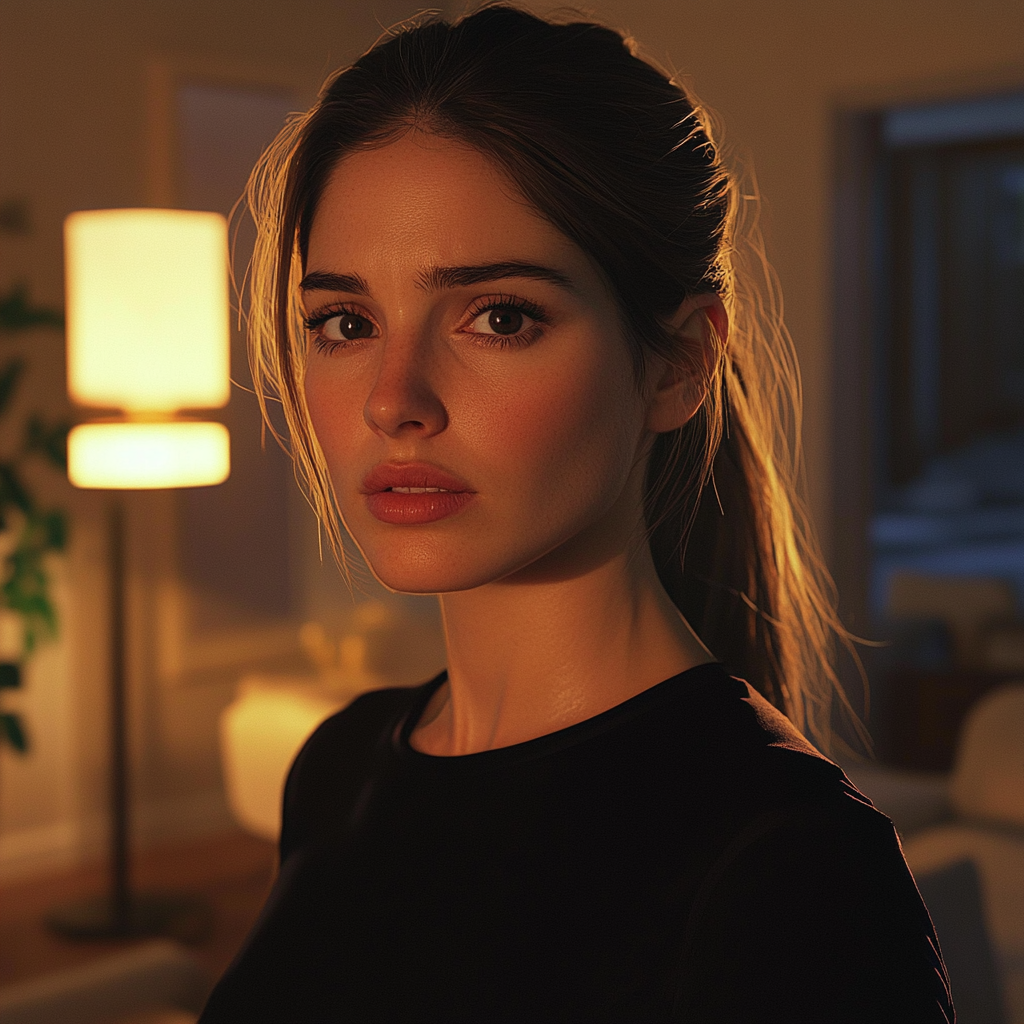 A woman standing in a living room | Source: no source