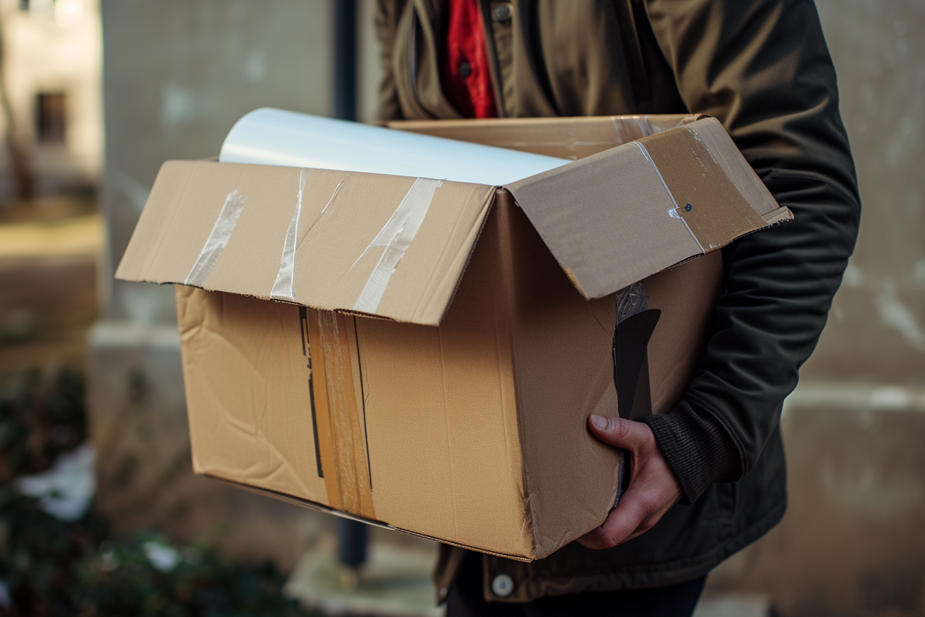 A man carrying a box | Source: No source