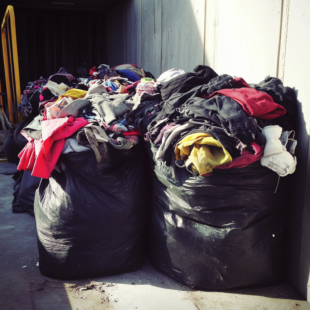Bin bags full of clothing | Source: No source