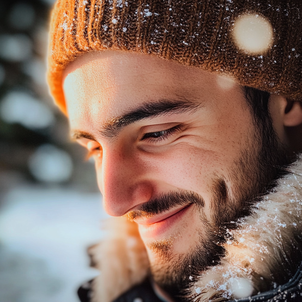 A smiling man looking down | Source: No source
