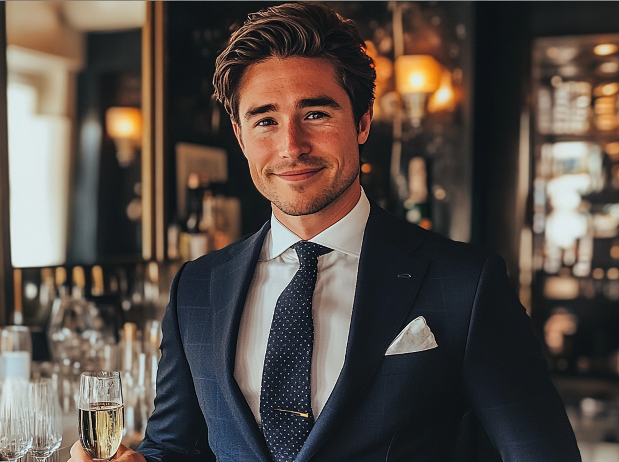 A smiling man standing at a bar | Source: no source