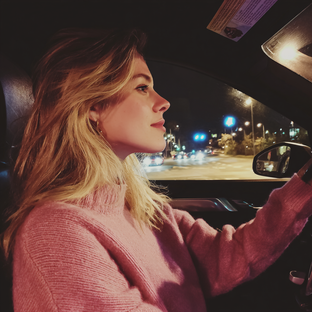 A woman driving a car at night | Source: No source