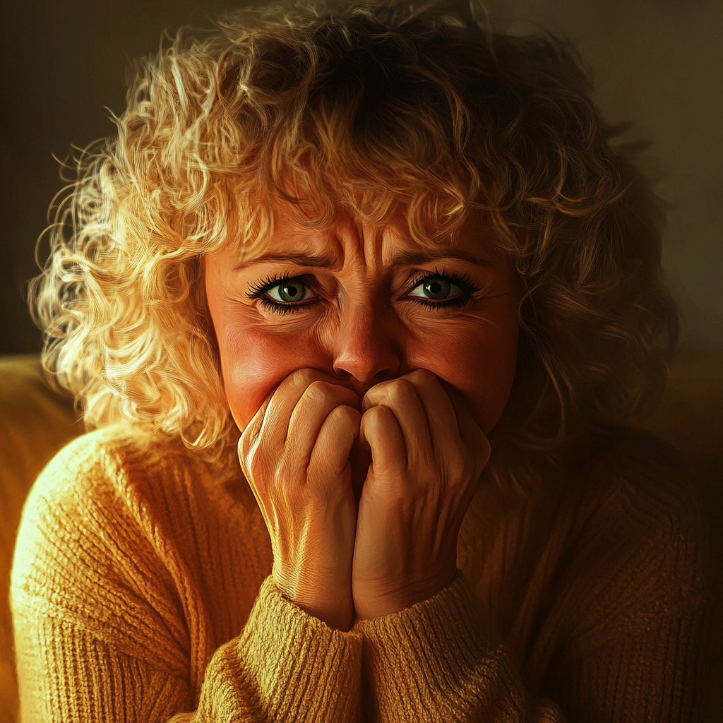 A heartbroken senior woman sitting on the couch | Source: No source