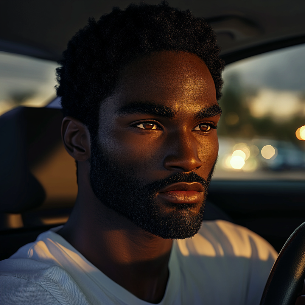 A distressed man driving a car | Source: no source
