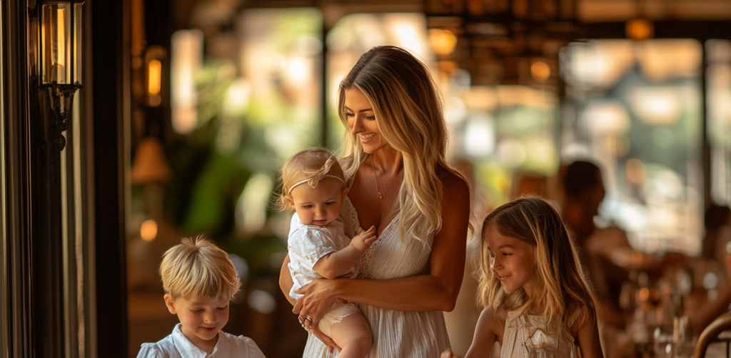 Woman walking into a fancy restaurant with her three children | Source: No source