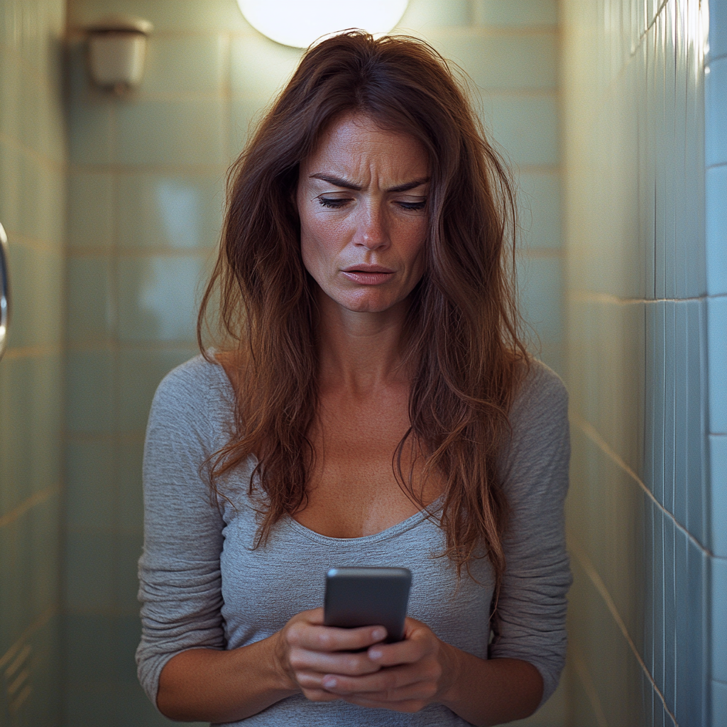 An upset woman staring at her phone | Source: no source