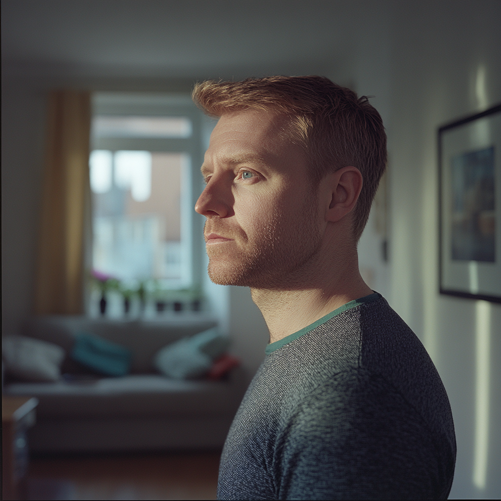A man standing in a living room | Source: no source