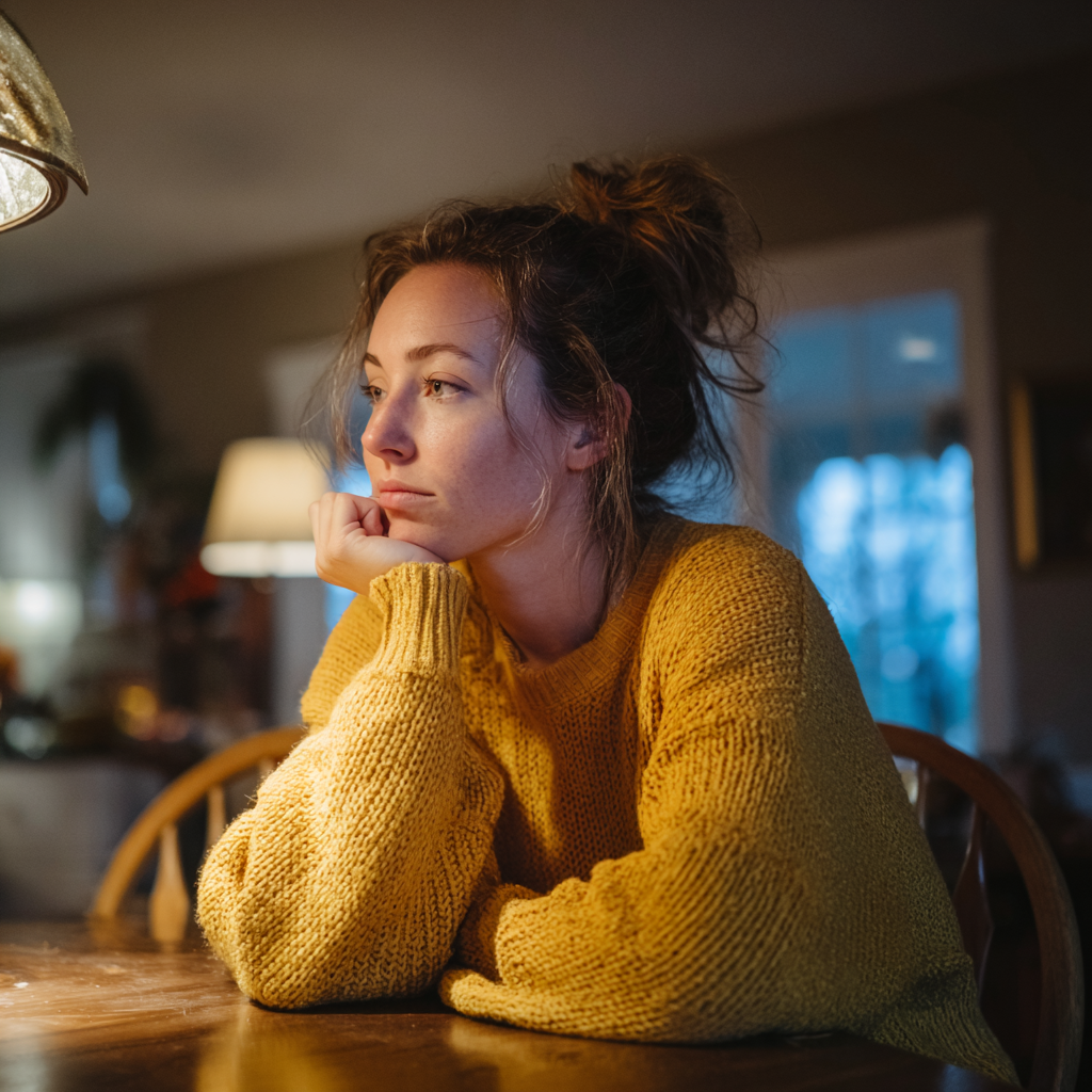 A woman looking across a table | Source: No Source