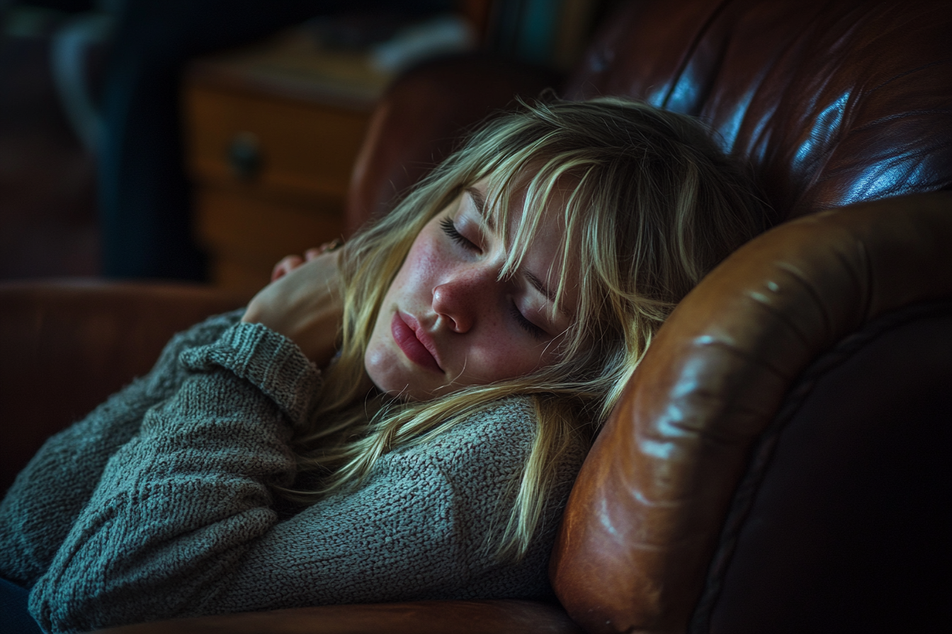 A woman curled up in an armchair | Source: No source