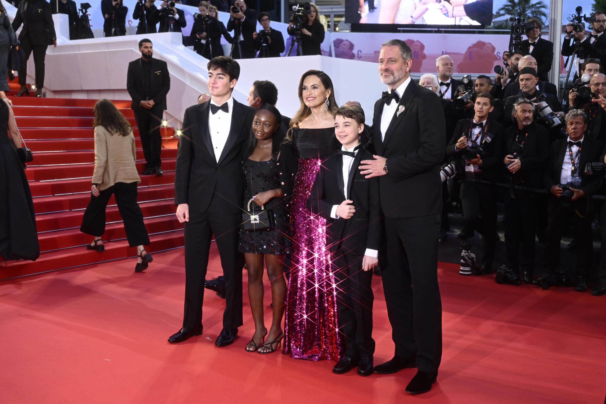 Mariska Hargitay and Peter Hermann with their children at the "Die My Love" red carpet at the 78th annual Cannes Film Festival at Palais des Festivals on May 17, 2025, in France. | Source: Getty Images