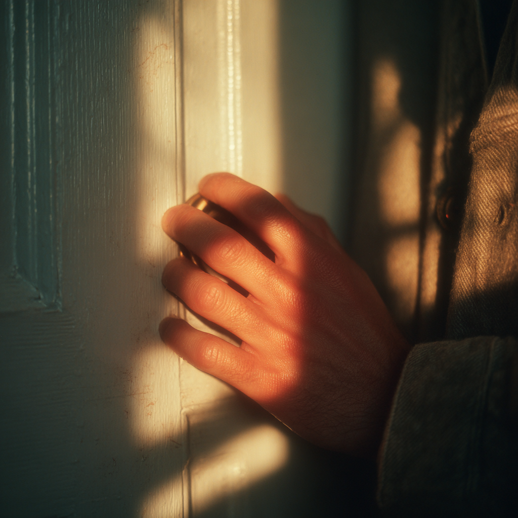 A boy's hand opening a door handle | Source: No source