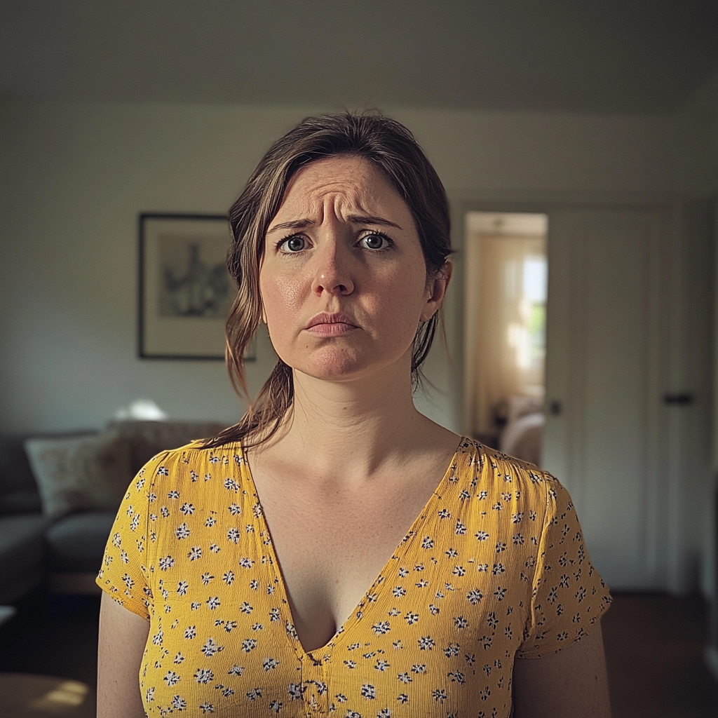 A woman standing in a living room | Source: No source