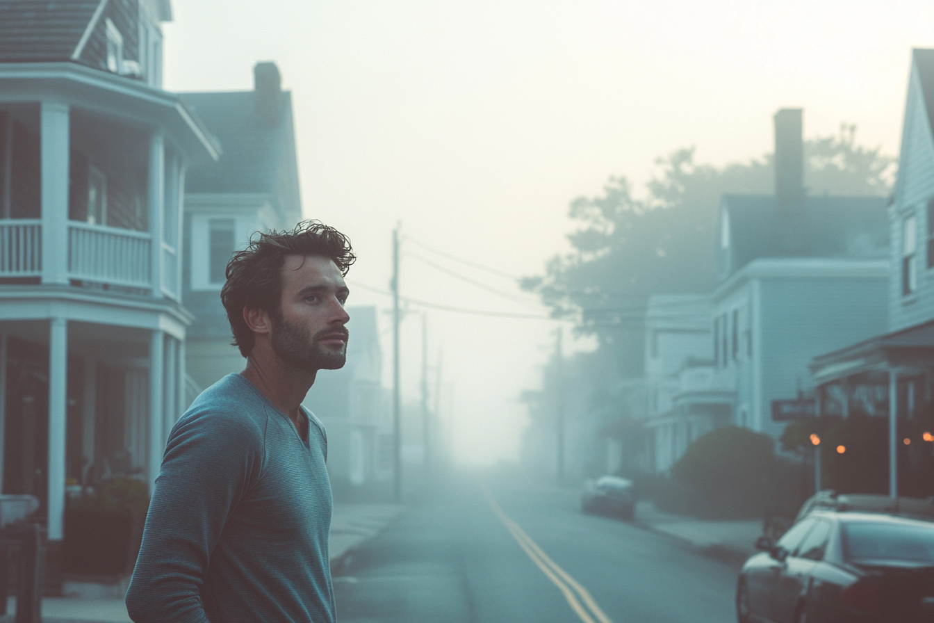 A man on a misty street | Source: No source