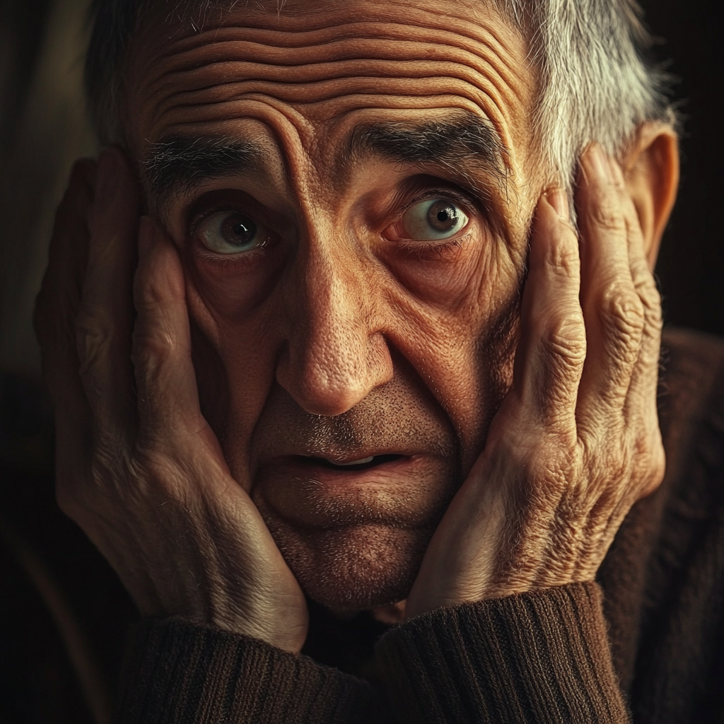 A heartbroken older man overwhelmed with shock and grief | Source: no source