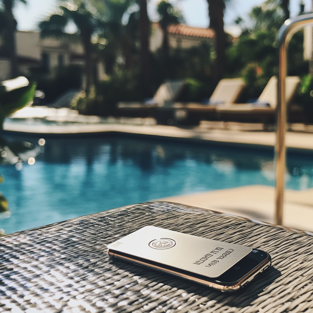 A hotel key card on a side table | Source: no source