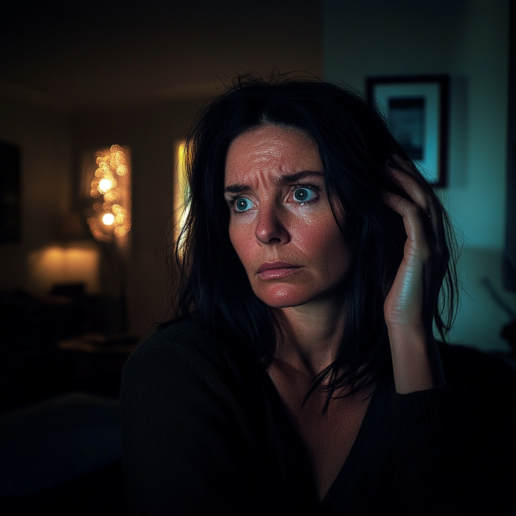 A shocked woman standing in a living room | Source: no source