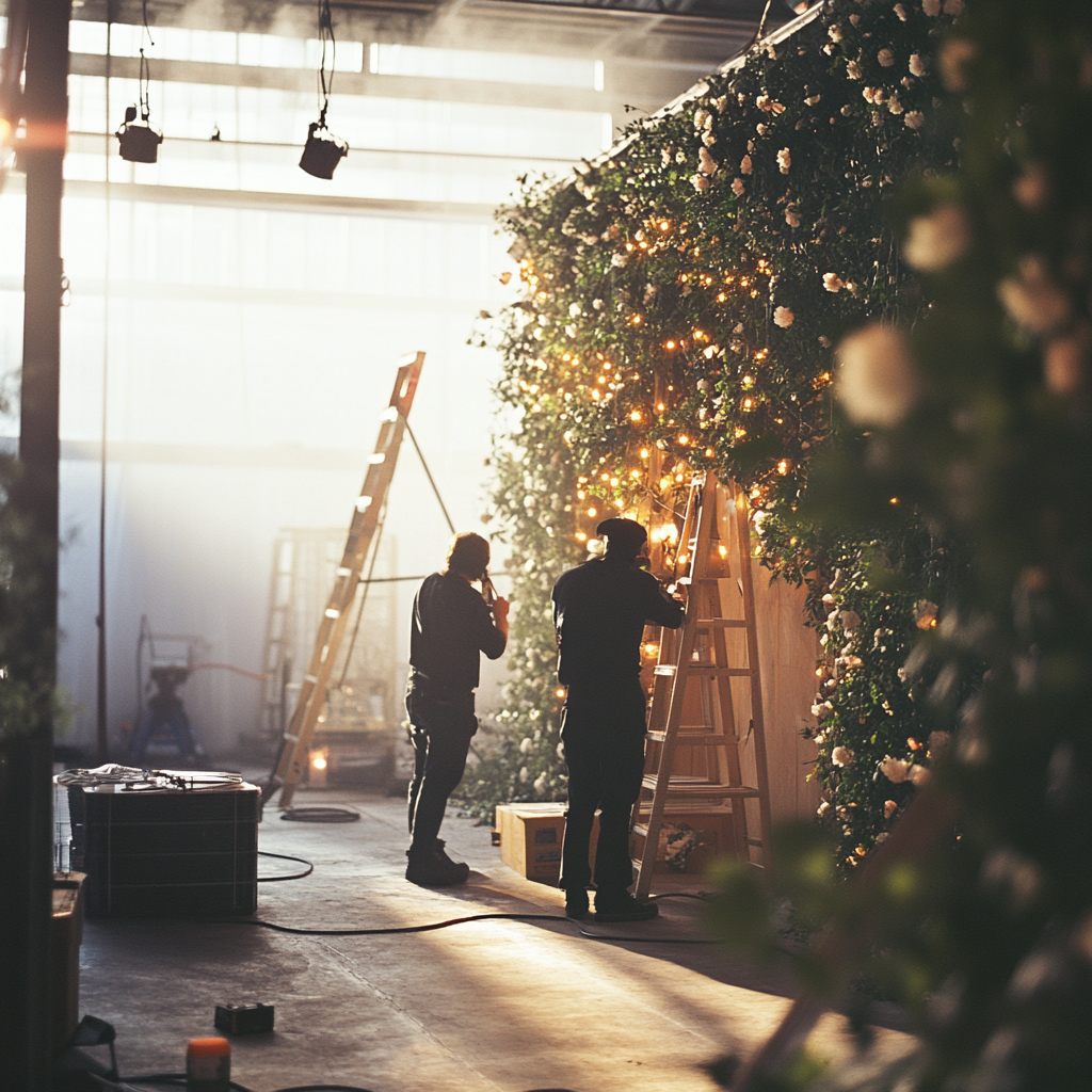 A wedding venue getting decorated | Source: No source