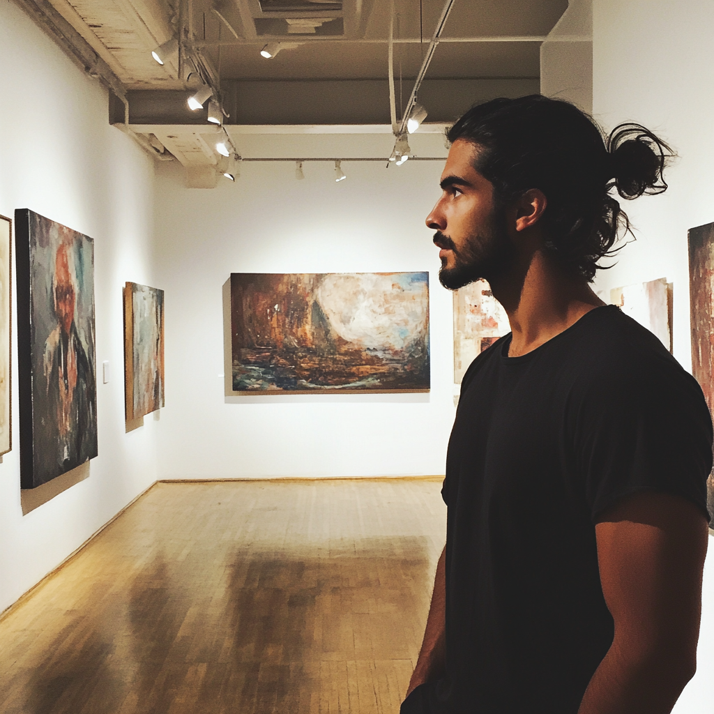 A man in an art gallery | Source: no source