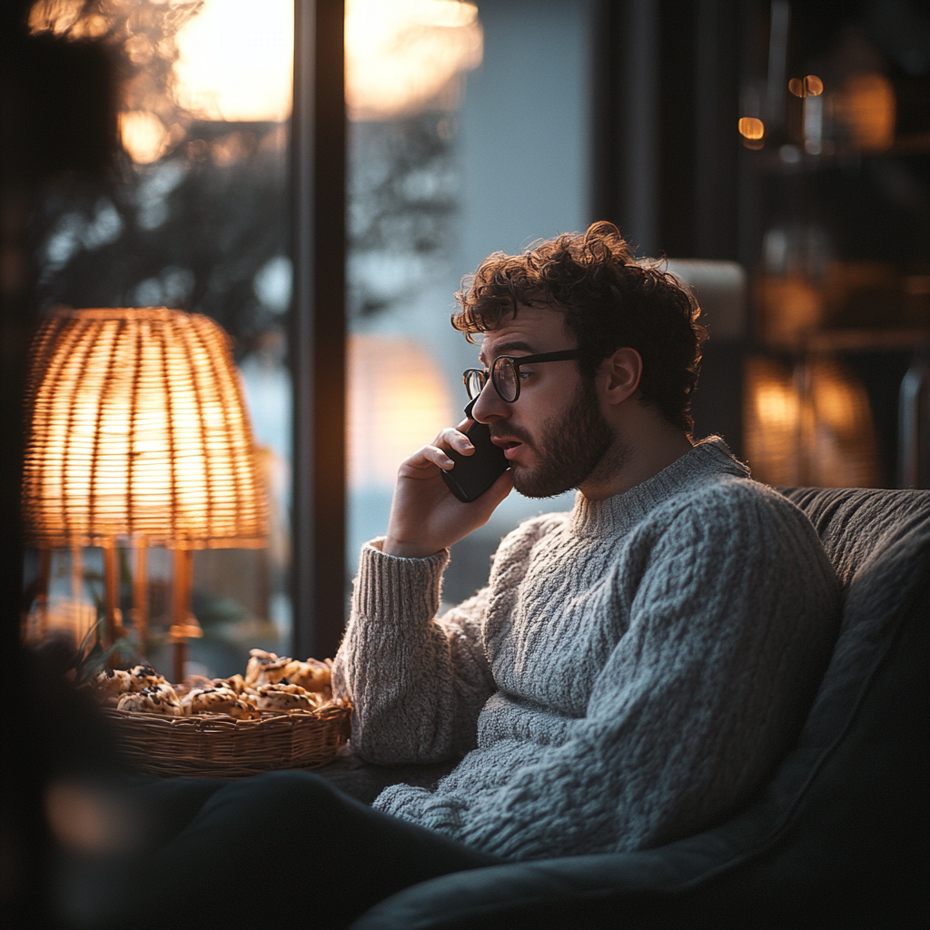 A worried man on a call | Source: no source