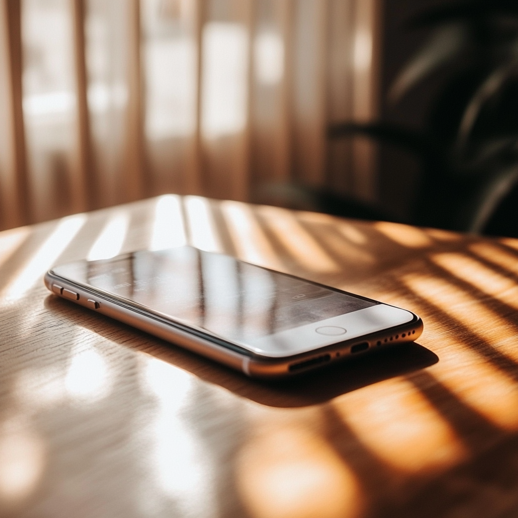 A cellphone on a table | Source: No source