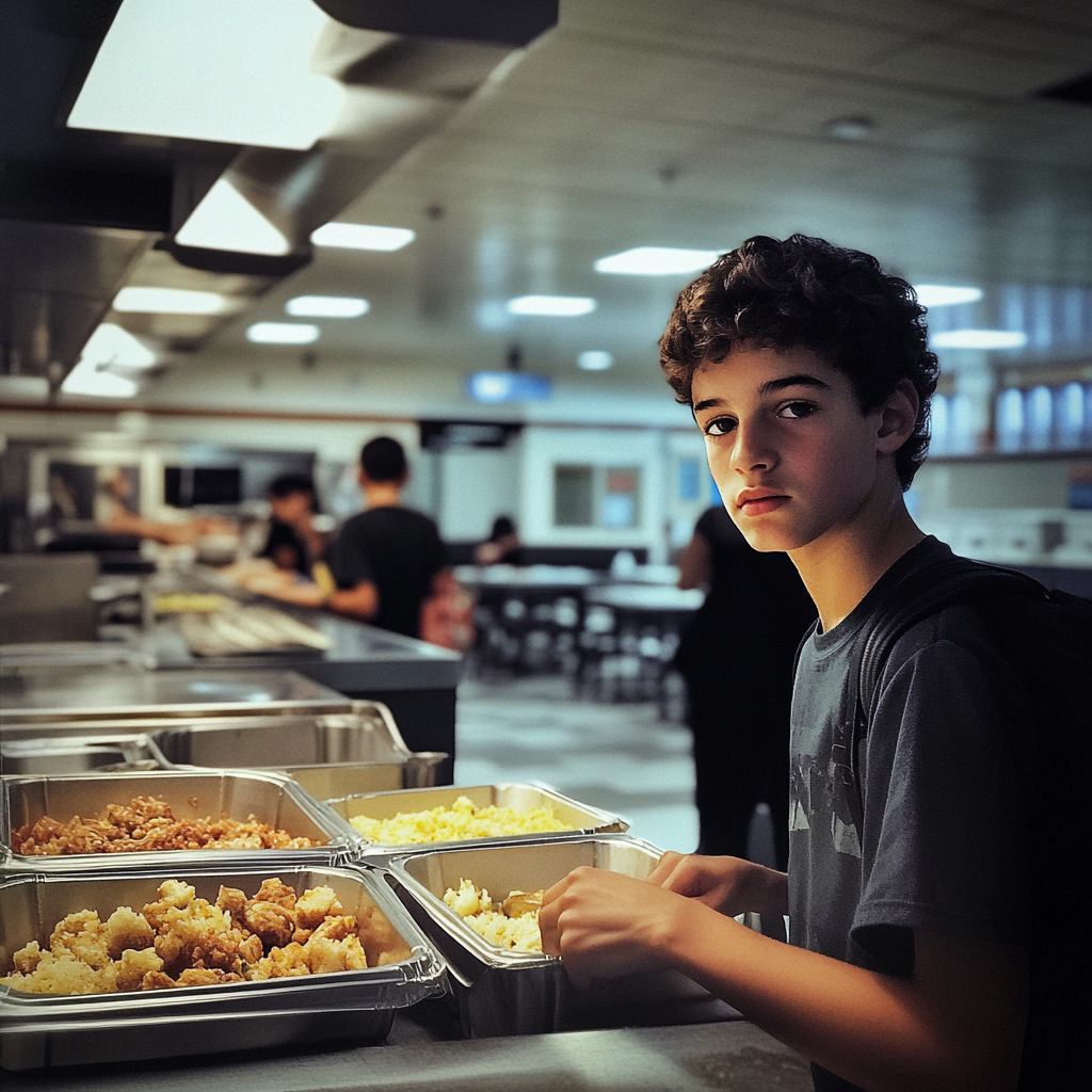 A boy at a school cafeteria | Source: No source
