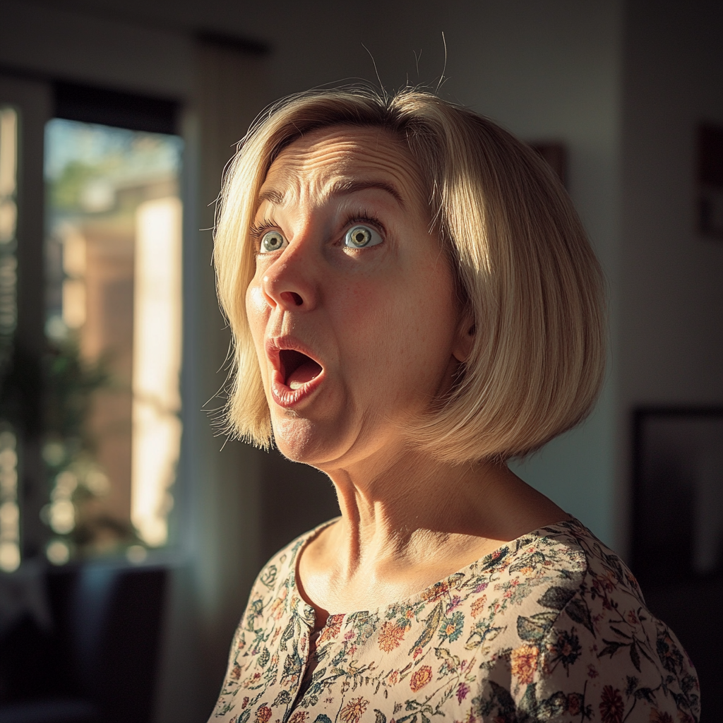 A shocked middle-aged woman | Source: No source