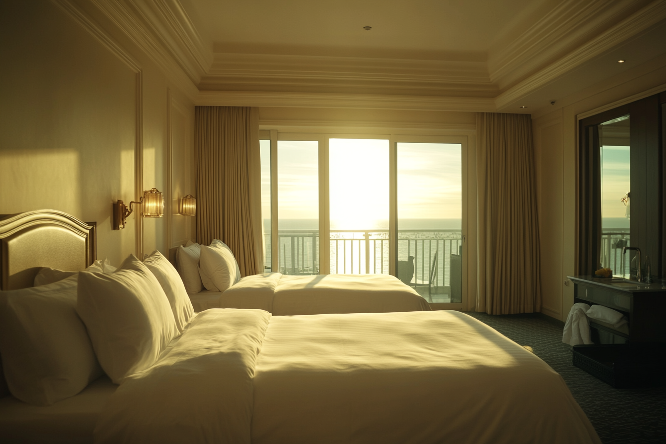A tidy resort hotel room with two beds | Source: No source