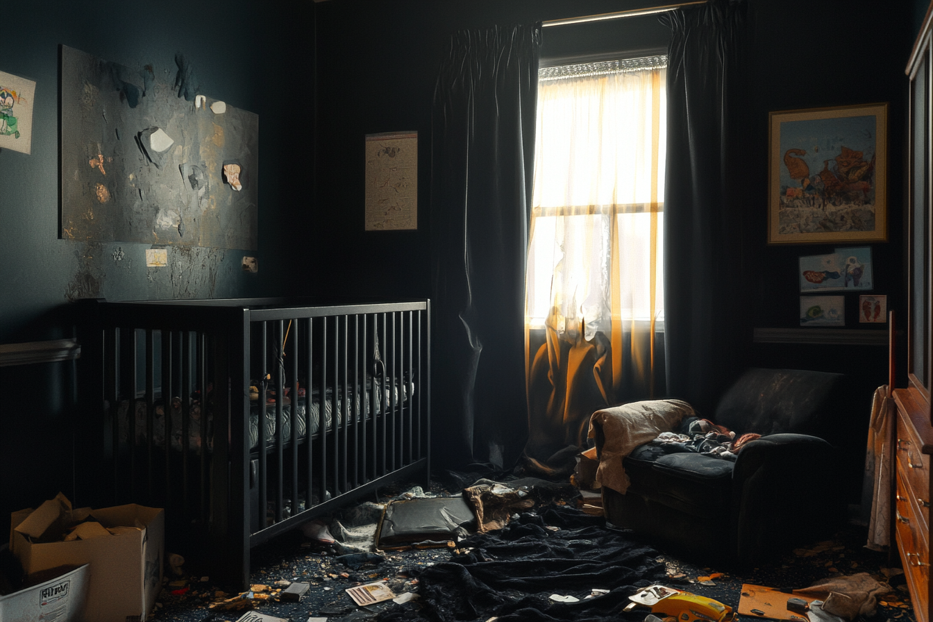 A baby's nursery in ruins | Source: No source