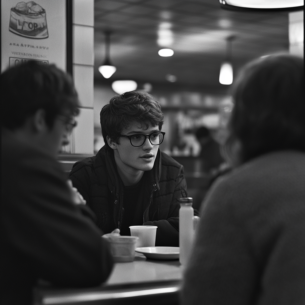 A young man in diner talking to its staff | Source: No source