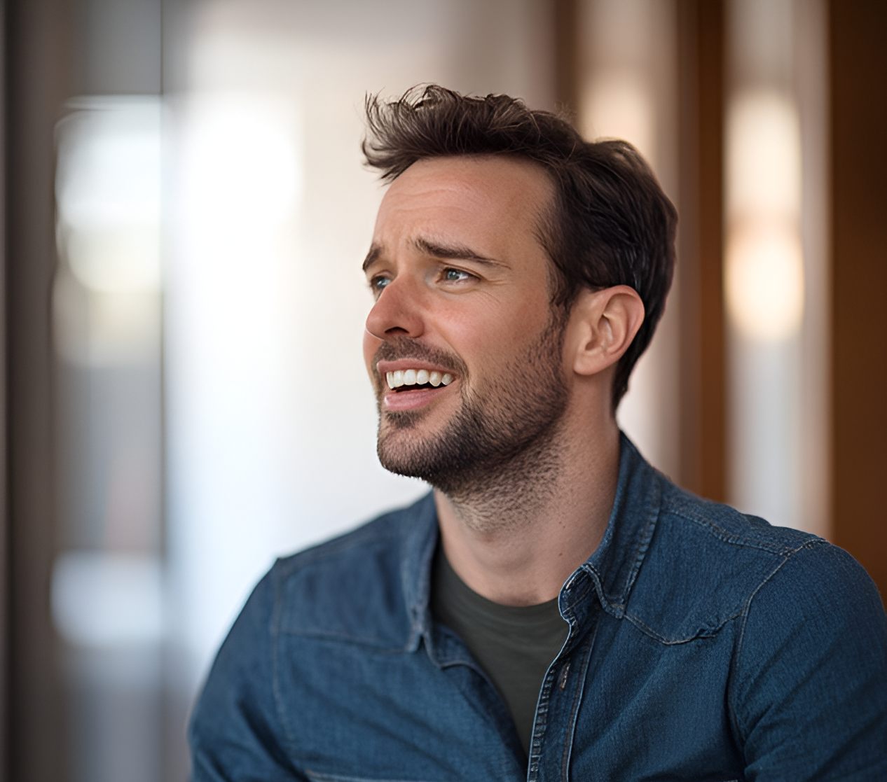 An anxious man smiling | Source: no source