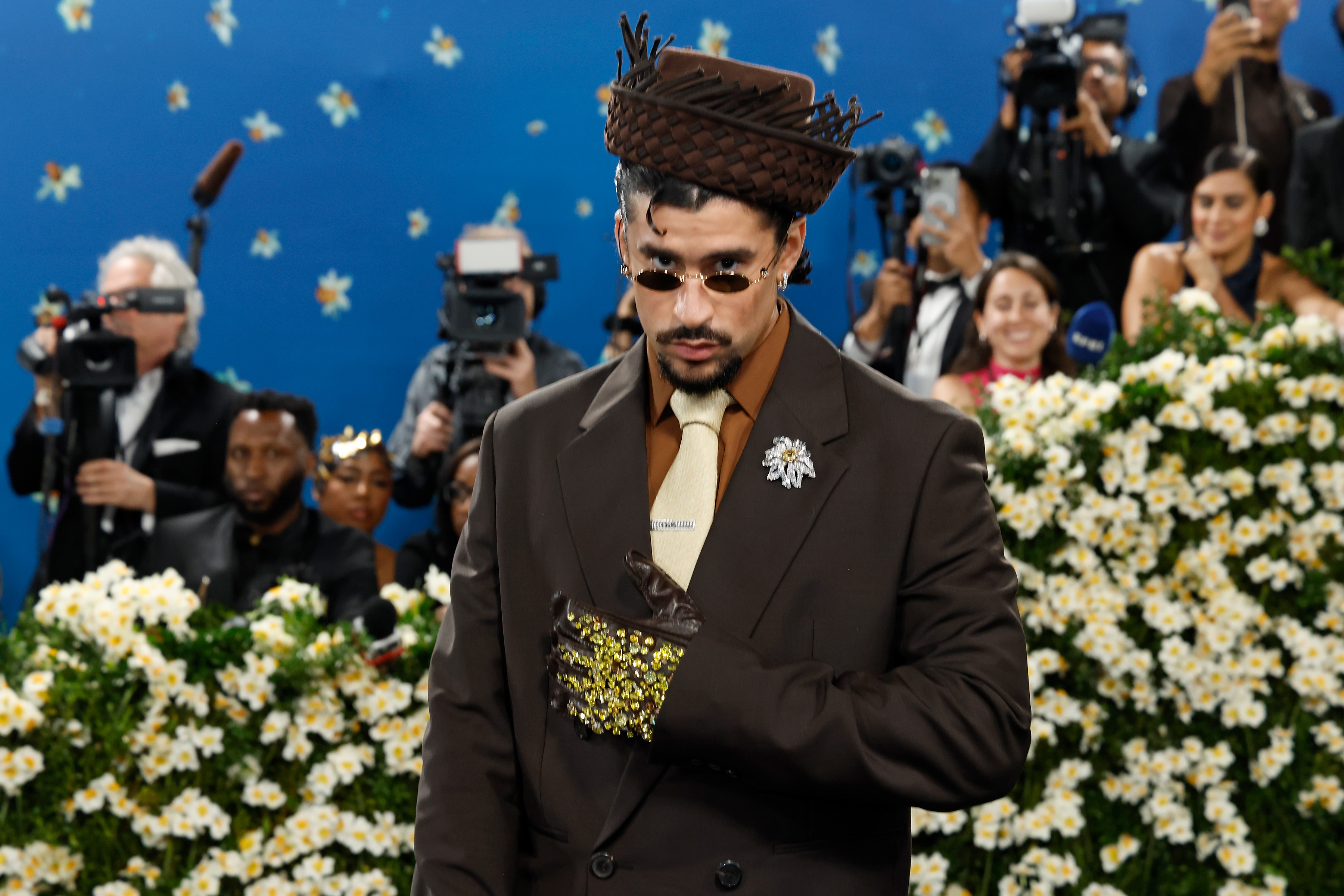 Bad Bunny poses at Metropolitan Museum of Art on May 5, 2025 | Source: Getty Images