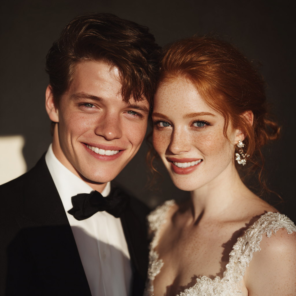 A smiling bridal couple | Source: no source